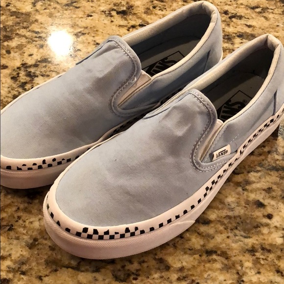 vans slip on chex skate shoe cool blue